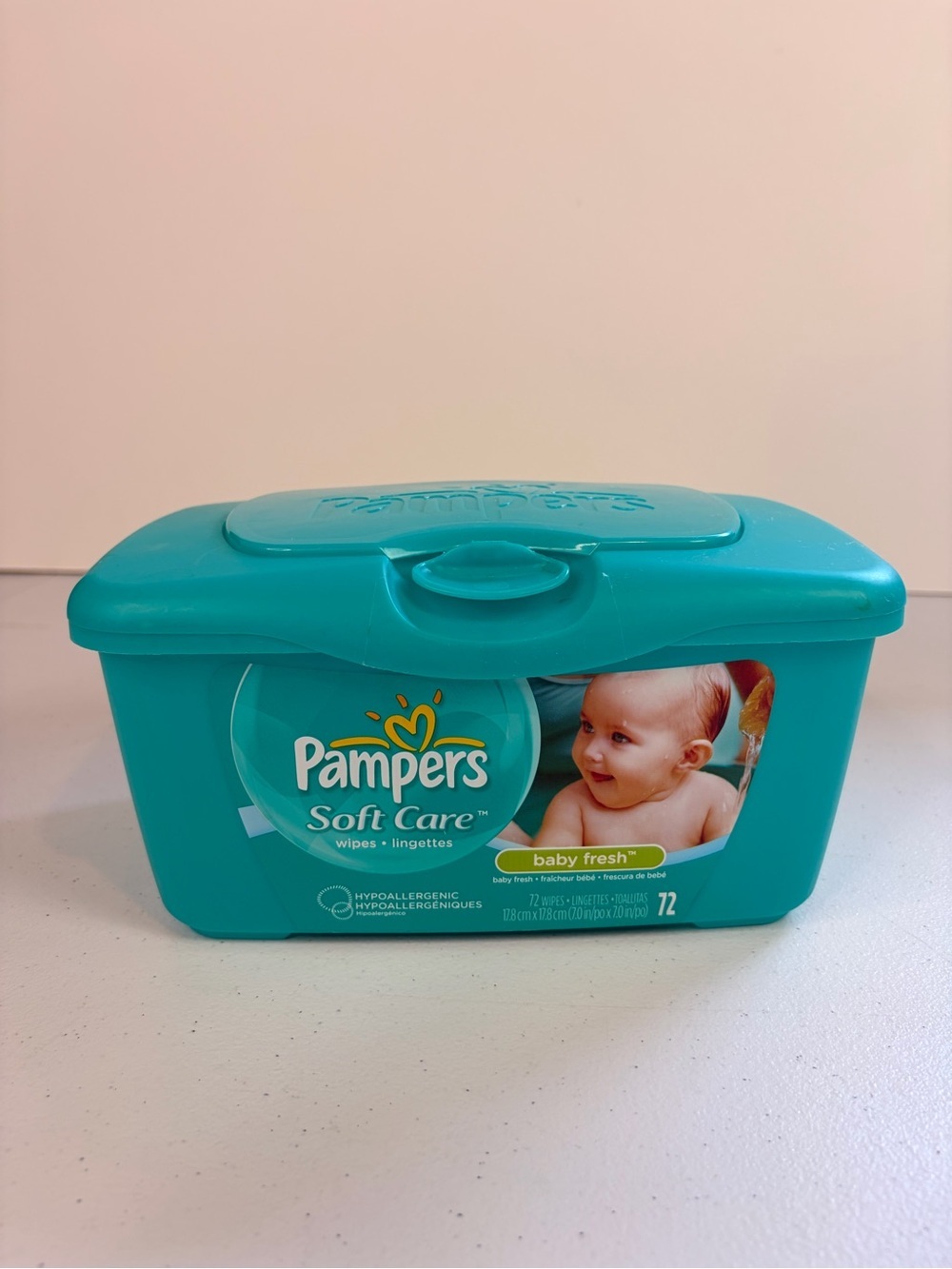 Pampers Baby Wipes Soft Container Plastic EMPTY Pop Up Top Dispenser Blue Green